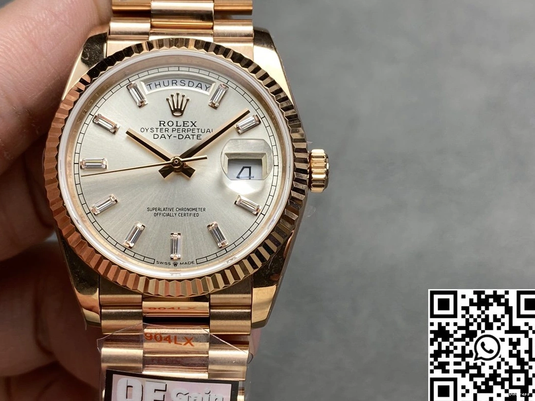 Dial Gold M228235-0004 Factory Silver Rose Date Tungsten v5 Day Rolex Steel QF 0409